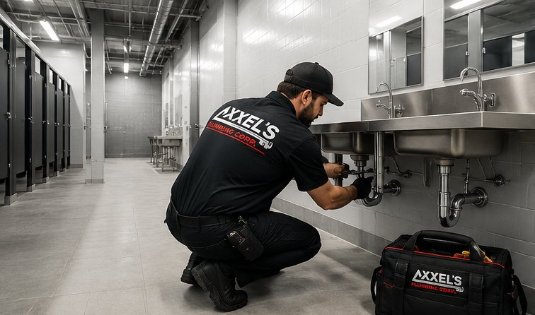 Commercial restroom plumbing build-out
