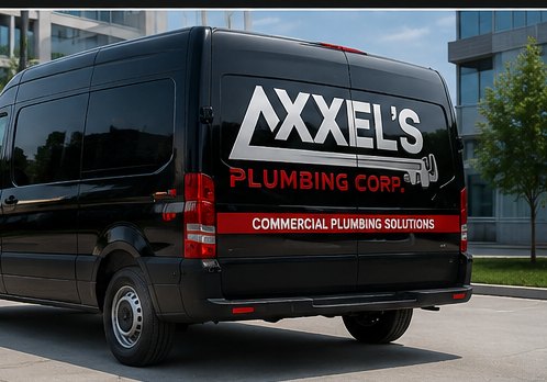 Axxel's van on a commercial job site